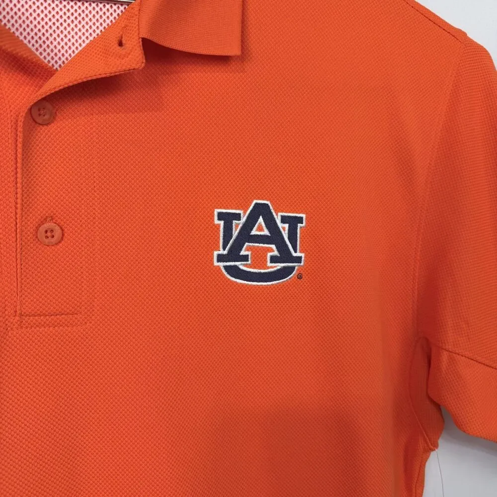 Columbia PFG CLG Auburn Tigers Tamiami Polo Shirt Mens Size Medium SS Orange